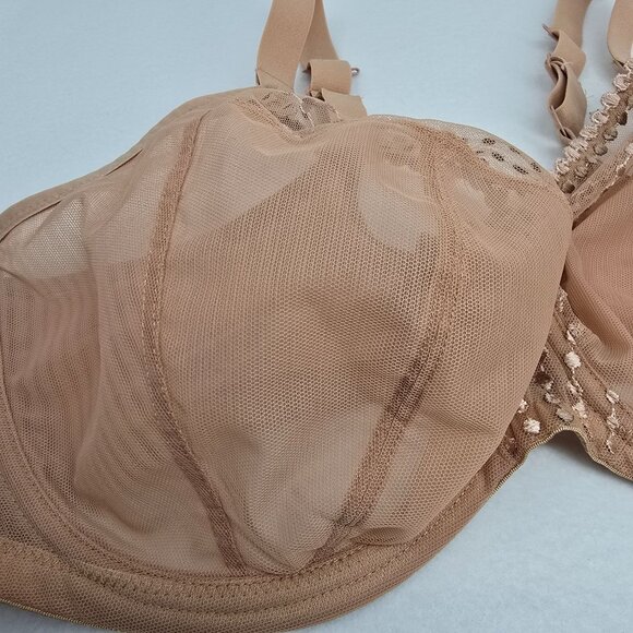 Elomi MATILDA 8900 Bra 38I Beige Side Support T-Strap Hook Full Coverage Sheer - Picture 8 of 14